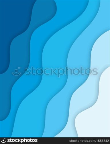 Blue paper wave abstract background. Vector 3d paper layers, sea waves. Modern template design for cover, brochure and web banner.. Blue paper wave abstract background. Modern template design for cover, brochure and web banner.