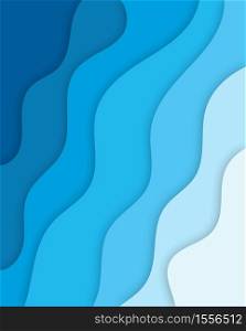 Blue paper wave abstract background. Vector 3d paper layers, sea waves. Modern template design for cover, brochure and web banner.. Blue paper wave abstract background. Modern template design for cover, brochure and web banner.