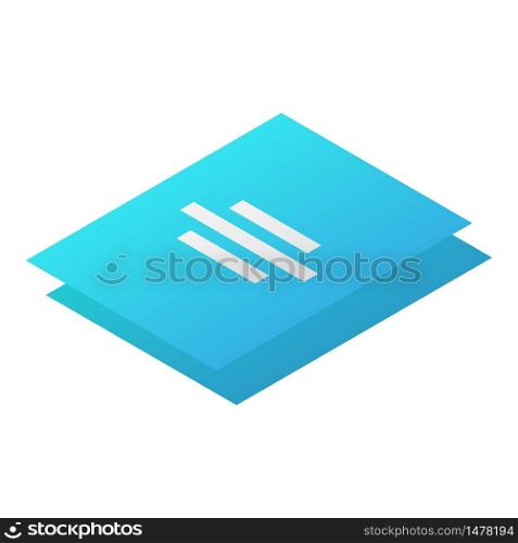 Blue papers icon. Isometric of blue papers vector icon for web design isolated on white background. Blue papers icon, isometric style