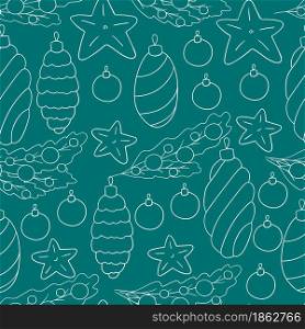 Blue Pattern. Seamless vector pattern with stars, Christmas tree decorations. Can be used for fabric, packaging, wrapping paper, textile and etc. Seamless vector pattern. Christmas tree decorations. Pattern in hand draw style