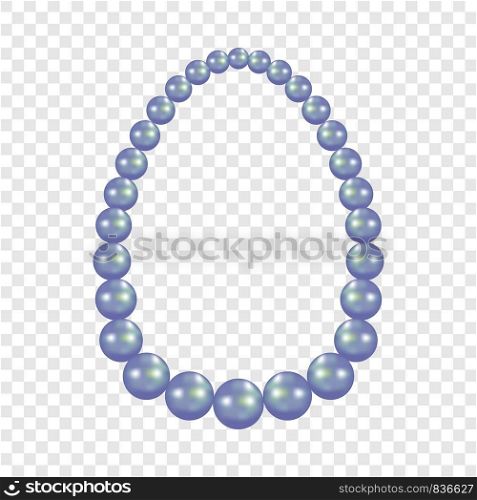 Blue pearl necklace mockup. Realistic illustration of blue pearl necklace vector mockup for on transparent background. Blue pearl necklace mockup, realistic style