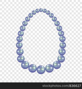 Blue pearl necklace mockup. Realistic illustration of blue pearl necklace vector mockup for on transparent background. Blue pearl necklace mockup, realistic style