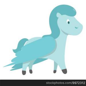 Blue Pegasus, illustration, vector on white background
