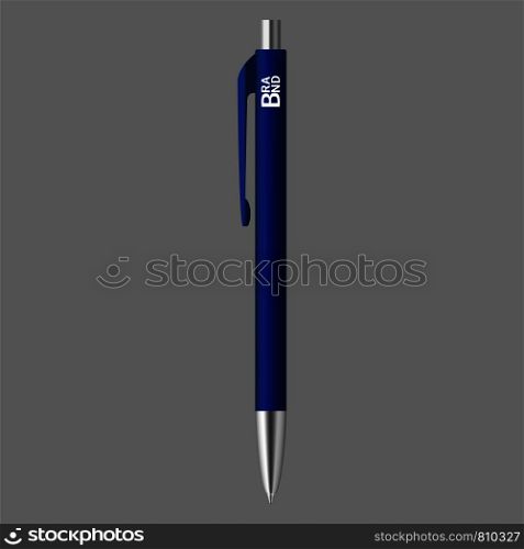 Blue pen icon. Realistic illustration of blue pen vector icon for web design. Blue pen icon, realistic style