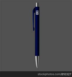 Blue pen icon. Realistic illustration of blue pen vector icon for web design. Blue pen icon, realistic style