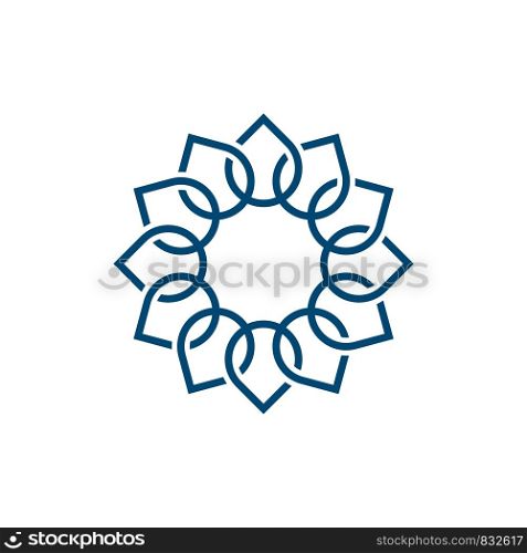 Blue Petal Sun Flower Logo Template Illustration Design. Vector EPS 10.