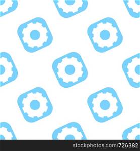 Blue pictogram gear seamless pattern. Flat vector illustration white background. gear seamless pattern. Flat vector wallpaper. machine backdrop