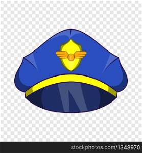 Blue pilot cap with badge icon in cartoon style on a background for any web design . Blue pilot cap with badge icon, cartoon style