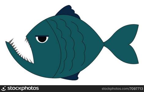 Blue piranha, illustration, vector on white background.