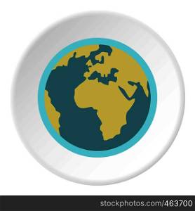Blue planet Earth icon in flat circle isolated vector illustration for web. Blue planet Earth icon circle