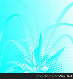Blue plant background with halftone pattern