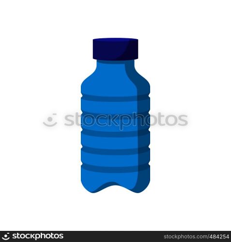 Blue plastic bottle cartoon icon on a white background. Blue plastic bottle cartoon icon