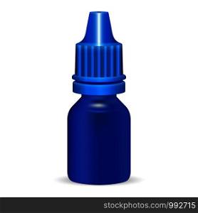 Blue plastic bottle template for medical or cosmetic fluid, eye drops, oil. Dropper medical Packaging mockup. Vector illustration. EPS10.. Plastic bottle template medical cosmetic fluid