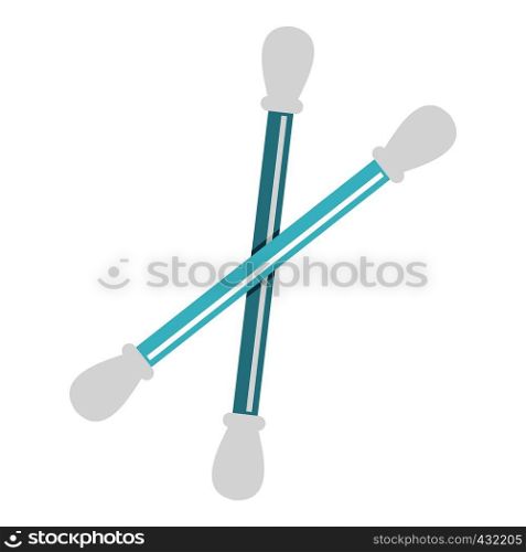 Blue plastic cotton swabs icon flat isolated on white background vector illustration. Blue plastic cotton swabs icon isolated