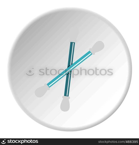 Blue plastic cotton swabs icon in flat circle isolated on white background vector illustration for web. Blue plastic cotton swabs icon circle