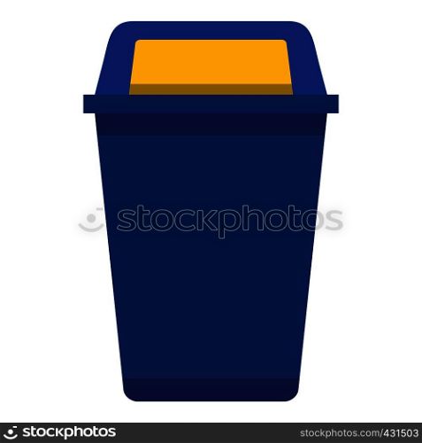 Blue plastic wastebasket icon flat isolated on white background vector illustration. Blue plastic wastebasket icon isolated