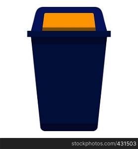 Blue plastic wastebasket icon flat isolated on white background vector illustration. Blue plastic wastebasket icon isolated
