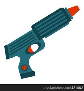 Blue plastic water gun icon flat isolated on white background vector illustration. Blue plastic water gun icon isolated
