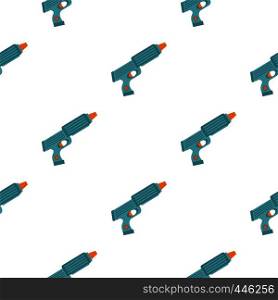 Blue plastic water gun pattern seamless background in flat style repeat vector illustration. Blue plastic water gun pattern seamless