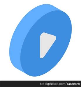Blue play button icon. Isometric of blue play button vector icon for web design isolated on white background. Blue play button icon, isometric style