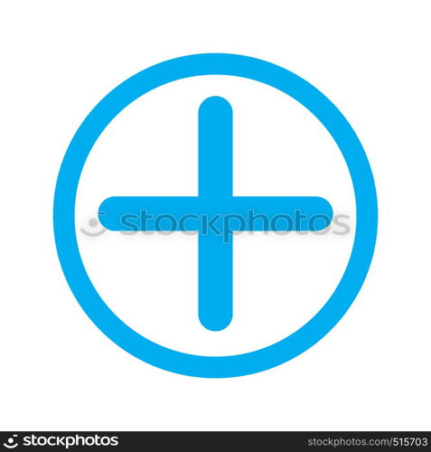 blue plus concept icon on white background. plus concept sign. flat style. plus concept in hand icon for your web site design, logo, app, UI.