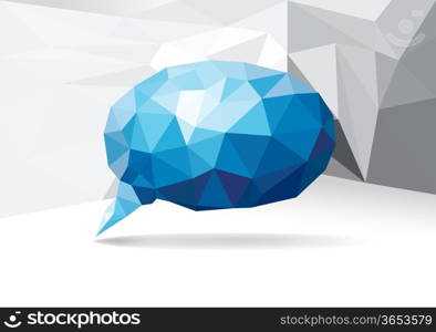 Blue polygonal mosaic speech bubble in the corner