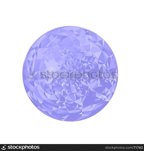 Blue Polygonal Sphere. Blue Polygonal Sphere Isolated on White Background.