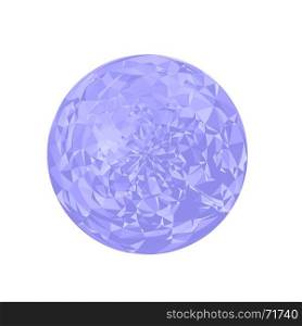 Blue Polygonal Sphere. Blue Polygonal Sphere Isolated on White Background.