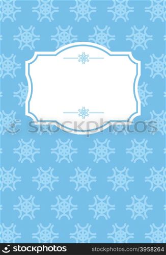 Blue poster with snowflakes and a text. Greeting card for Christmas and new year. Background for winter holiday and congratulations