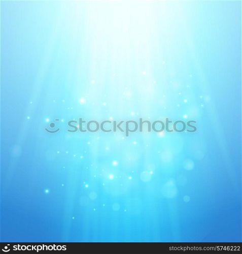 Blue rays of light. Vector bokeh blurred background EPS10