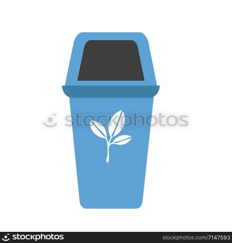 blue recycling basket isolated icon on white, stock vector illustration