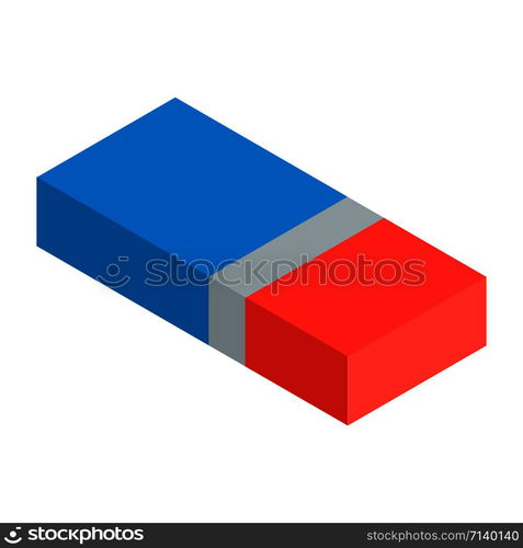 Blue red eraser icon. Isometric of blue red eraser vector icon for web design isolated on white background. Blue red eraser icon, isometric style