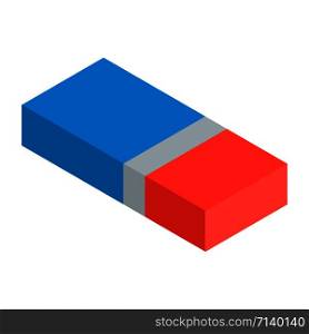 Blue red eraser icon. Isometric of blue red eraser vector icon for web design isolated on white background. Blue red eraser icon, isometric style