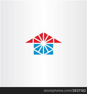 blue red house icon triangle logo design