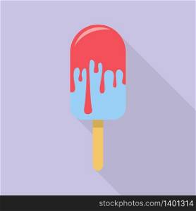 Blue red popsicle icon. Flat illustration of blue red popsicle vector icon for web design. Blue red popsicle icon, flat style