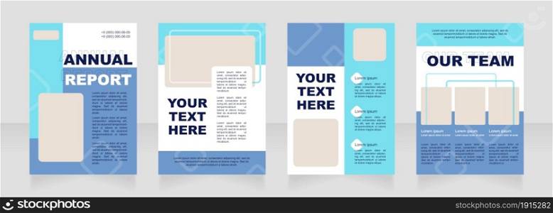 Blue retail blank brochure layout design. Retail and marketing service. Vertical poster template set with empty copy space for text. Premade corporate reports collection. Editable flyer paper pages. Blue retail blank brochure layout design