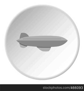 Blue retro dirigible icon in flat circle isolated on white vector illustration for web. Blue retro dirigible icon circle