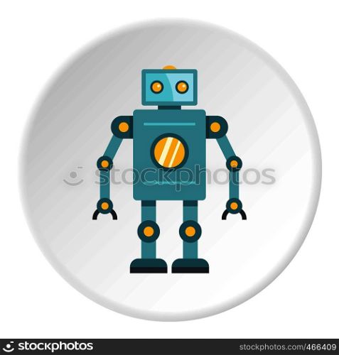 Blue retro robot icon in flat circle isolated on white background vector illustration for web. Blue retro robot icon circle