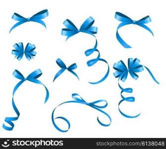 Blue Ribbon and Bow Set for Your Design. Vector illustration EPS10. Blue Ribbon and Bow Set for Your Design. Vector illustration