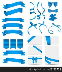 Blue Ribbon and Bow Set. Vector illustration EPS10. Blue Ribbon and Bow Set. Vector illustration