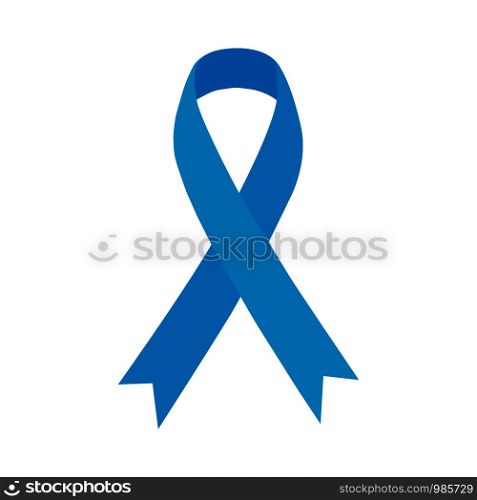 Blue ribbon. Prostate cancer. Illustration isolated on white background. Blue ribbon. Prostate cancer