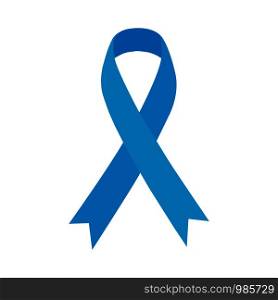 Blue ribbon. Prostate cancer. Illustration isolated on white background. Blue ribbon. Prostate cancer