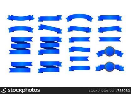 Blue ribbons banners. Set of ribbons. Vector illustration. Blue ribbons banners. Set of ribbons. Vector stock illustration.