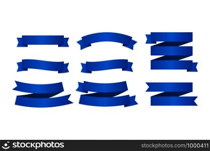Blue ribbons banners. Set of ribbons. Vector stock illustration.. Blue ribbons banners. Set of ribbons. Vector illustration.