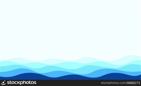 Blue river ocean wave layer flowing background vector illustration.