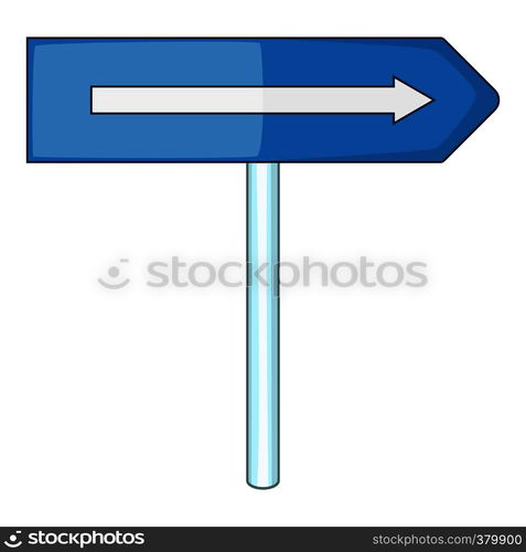 Blue road sign pointing right icon. Cartoon illustration of blue road ...