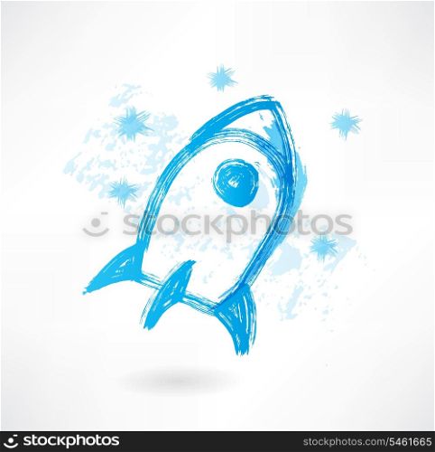 Blue rocket grunge icon