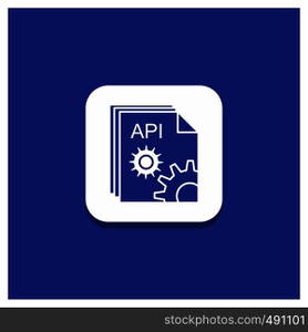 Blue Round Button for Api, app, coding, developer, software Glyph icon. Vector EPS10 Abstract Template background