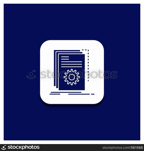 Blue Round Button for App, build, developer, program, script Glyph icon. Vector EPS10 Abstract Template background
