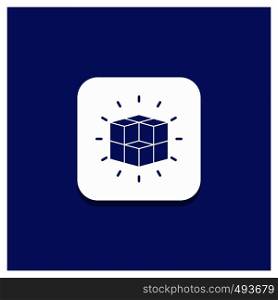Blue Round Button for box, labyrinth, puzzle, solution, cube Glyph icon. Vector EPS10 Abstract Template background